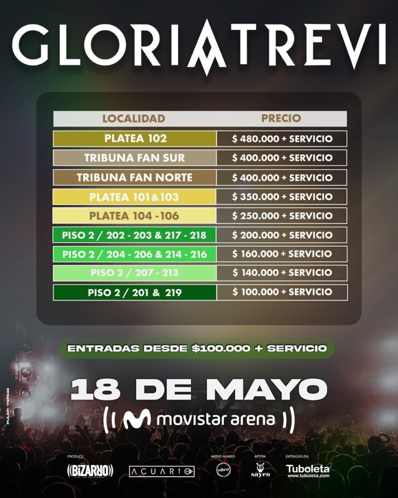 Gloria Trevi regresa a Bogotá con su gira "Mi Soundtrack On Tour"