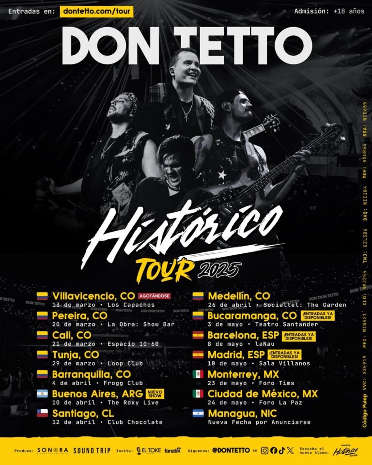 ‘Histórico: Tour 2025’ de Don Tetto llegará a más de 15 ciudades