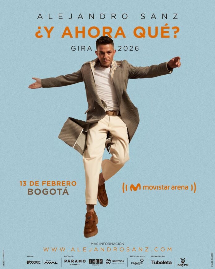 Alejandro Sanz confirma concierto en el Movistar Arena de Bogotá para 2026