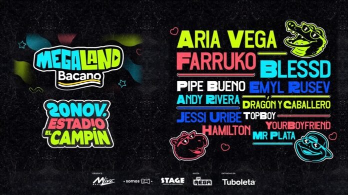 Megaland Bacano 2026: Line up oficial con Farruko, Blessd y Aria Vega
